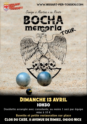 Dimanche 13 avril, 10h30, Clos du CASE  Bocha memoria tour